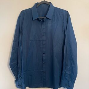 Navy Blue Dress Shirt with Classic Collar